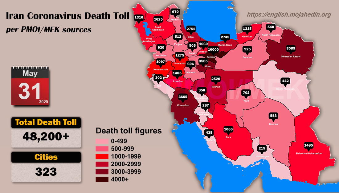 Le dernier bilan de la crise du Coronavirus en Iran : 48.200 décès jusqu’à dimanche à 18h00