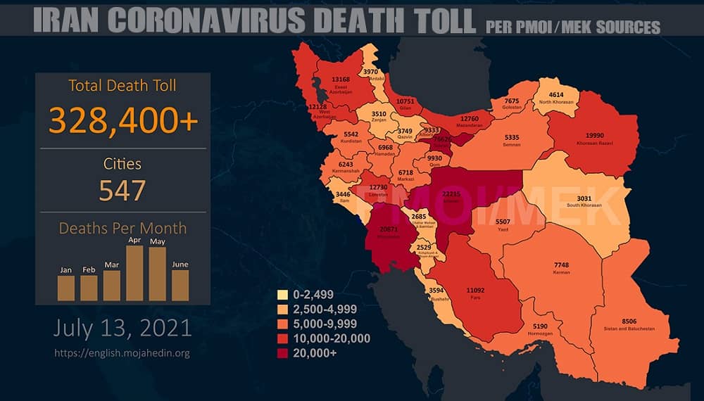Iran : Plus de 328.400 décès dus au coronavirus