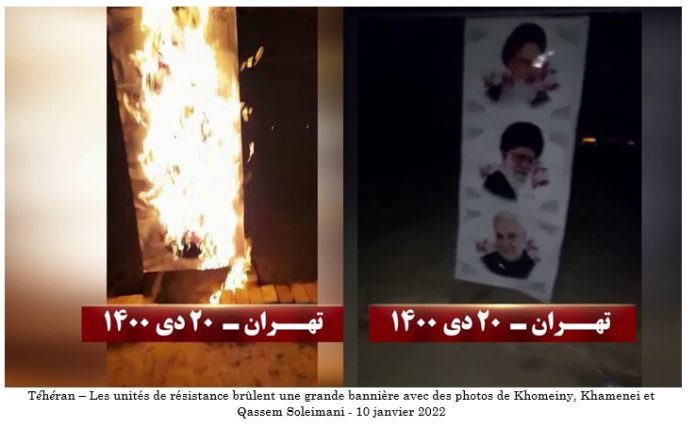 ran : Les unités de résistance brûlent des panneaux de Qassem Soleimani dans diverses villes