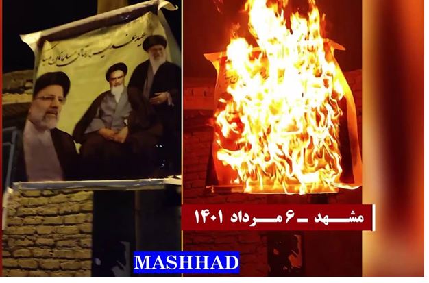 Des portraits de Khomeiny, Khamenei, Raïssi et Qasem Soleimani brûlés dans 17 villes d’Iran