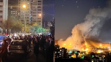 La garde spéciale sur le toit de la prison de Qezel Hessar, le directeur de la prison tire en l’air et les prisonniers crient « à bas le dictateur »