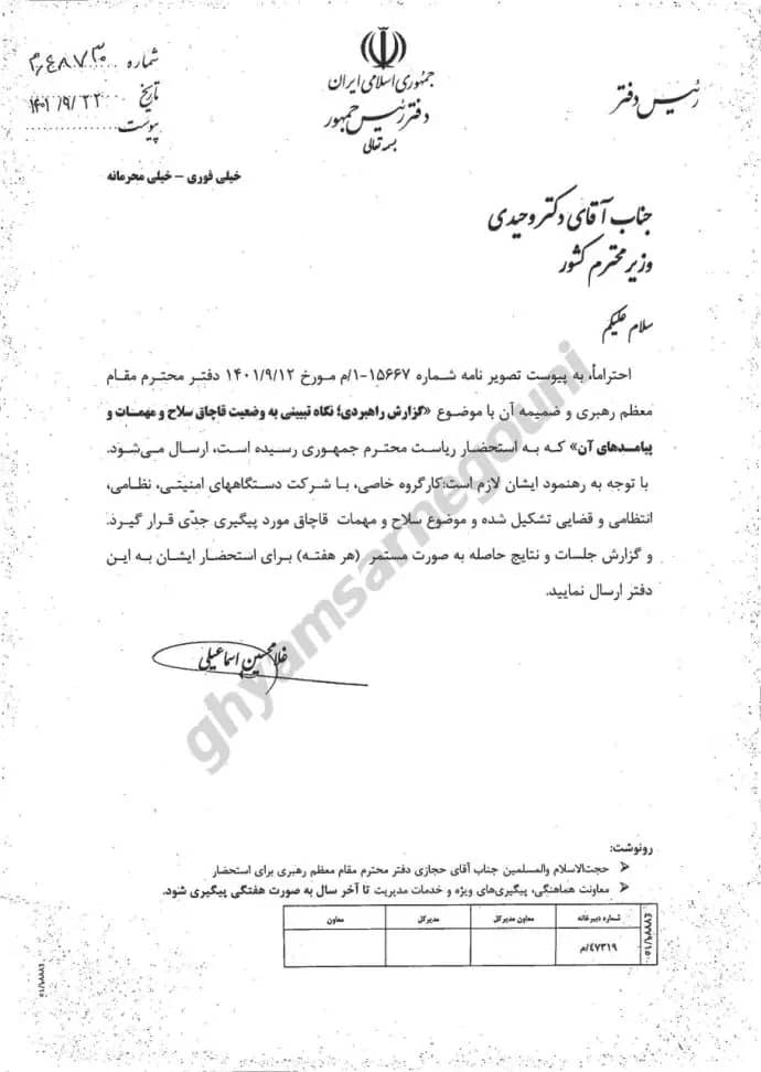 Iran : Des documents révèlent l’inquiétude du régime face l’utilisation croissante d’armes à feu dans les troubles sociaux