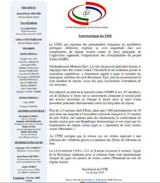 Des personnalités françaises s’unissent contre les menaces du régime iranien à l’encontre de l’opposition