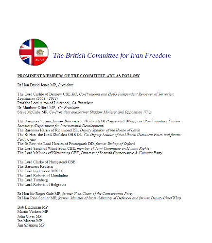 Les groupes parlementaires britannique appellent les gouvernements à proscrire le CGRI (pasdaran) en tant qu’organisation terroriste