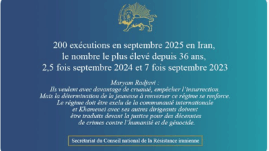 200 exécutions en septembre 2025 en Iran, le nombre le plus élevé depuis 36 ans, 2,5 fois septembre 2024 et 7 fois septembre 2023