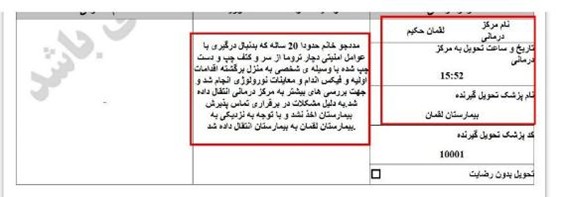 Iran : Documents de l’Organisation des urgences de Téhéran relatifs au transfert des martyrs et des blessés du soulèvement du 8 au 11 janvier 2026
